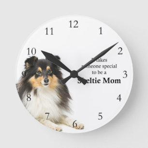 Mama-Uhr für die dreifarbige Sheltie Runde Wanduhr