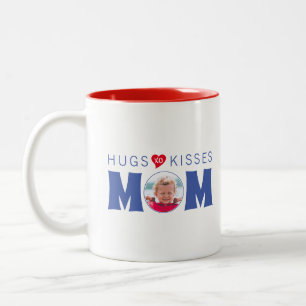 Mama Umarme & Küsse individuelles Foto Zweifarbige Tasse