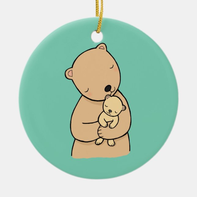 Mama-und Baby-Bärn-kundenspezifische Keramik Ornament (Vorne)