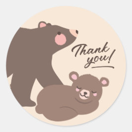 Mama und Baby Bear Danke Gastgeschenk Cream Runder Aufkleber
