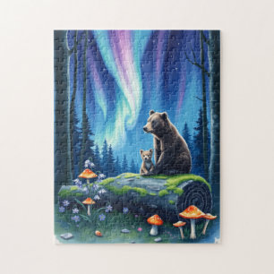 Mama und Baby Bear und die Nordlichter Puzzle