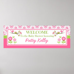 Mama und Baby Bird rosa Duschbanner personalisiere Poster
