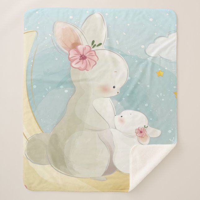 Mama- und Baby-Bunny| Geschenk für Kinder Sherpadecke (Vorderseite)