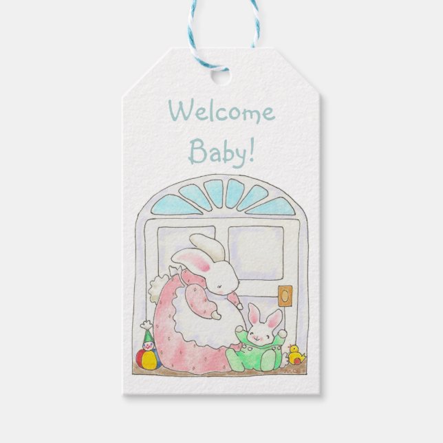 Mama und Baby Bunny Geschenkanhänger (Vorderseite)