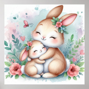Mama und Baby Bunny Poster