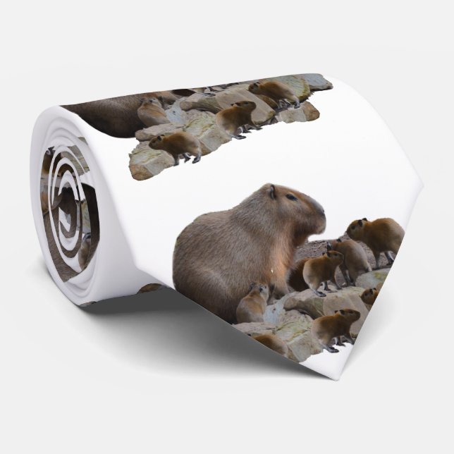 Mama und Baby Capybaras, Krawatte (Gerollt)