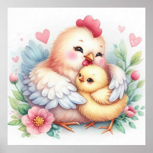 Mama und Baby Chicken Poster (Vorne)