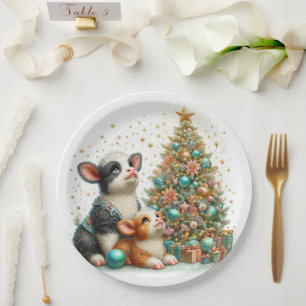 Mama und Baby Cow Pastel Weihnachten Pappteller