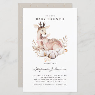 Mama und Baby Deer Fall Baby Brunch Einladung