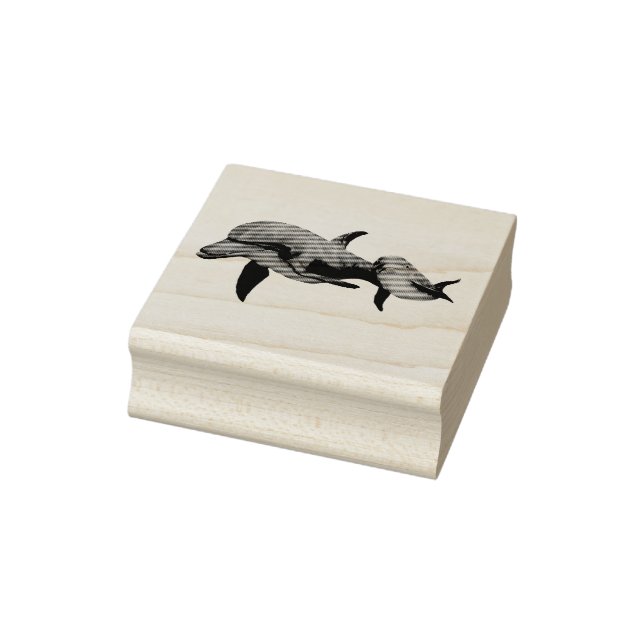 Mama und Baby Delphin im Meer schwimmen Gummistempel (Stempel)