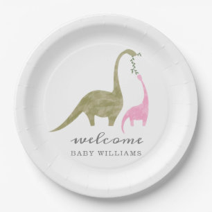 Mama und Baby Dinosaur Pink Baby Dusche Pappteller