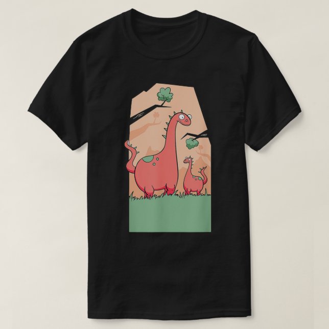 Mama und Baby Dinosaurier Familie Niedlich T-Shirt (Design vorne)