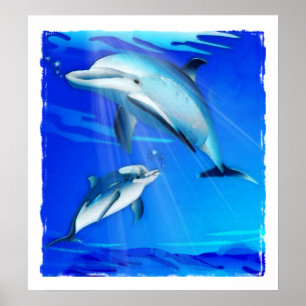 Mama und Baby-Dolphin Poster