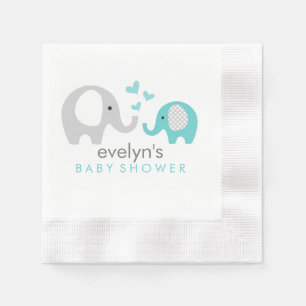 Mama-und Baby-Elefant-Baby-Duschen-Servietten blau Serviette