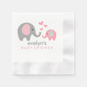 Mama-und Baby-Elefant-Baby-Duschen-Servietten-Rosa Serviette