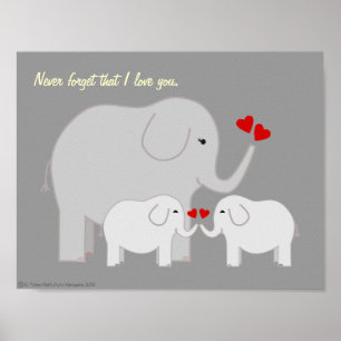 Mama und Baby Elephants Grays Poster
