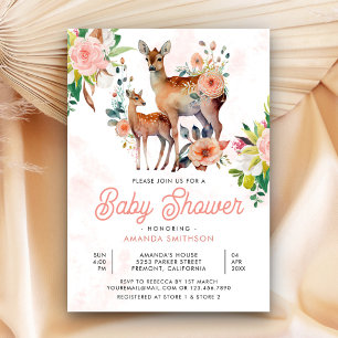 Mama und Baby Floral Deer Baby Dusche Einladung
