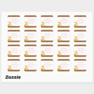 Mama- und Baby-Giraffe-Baby-Shower-Bookplate Quadratischer Aufkleber