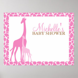 Mama und Baby Giraffe Kinderdusche Begrüßungszeich Poster