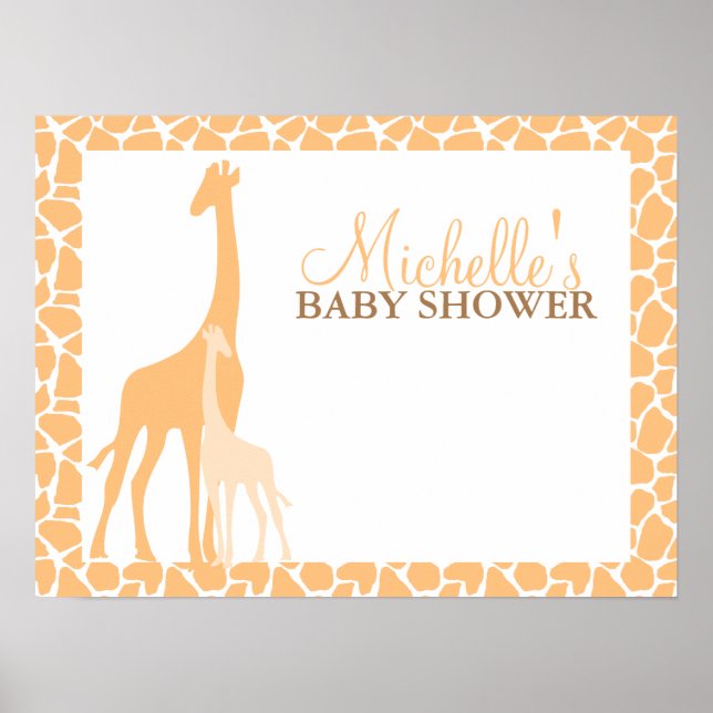 Mama und Baby Giraffe Kinderdusche Begrüßungszeich Poster (Vorne)