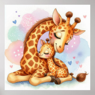 Mama und Baby Giraffe Poster
