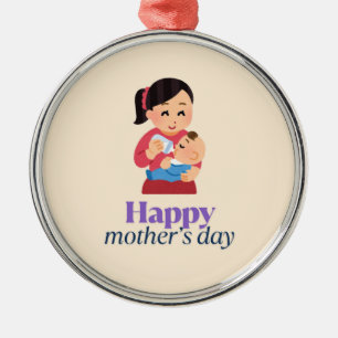 Mama und Baby, glücklicher Muttertag Ornament Aus Metall