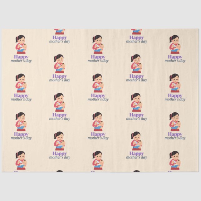 Mama und Baby, glücklicher Muttertag Seidenpapier (Vorderseite)