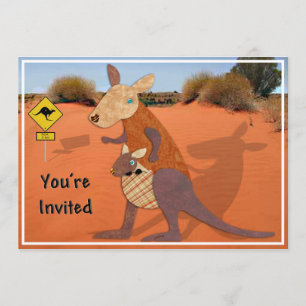 Mama-und Baby-Känguru im Outback laden ein Einladung