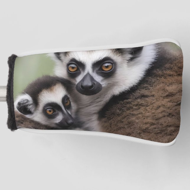 Mama und Baby Lemur Cuddling, Golf Headcover (Vorderseite)