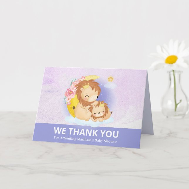 Mama und Baby Lion Lila Dankeschön Karte (Kleine Pflanze)