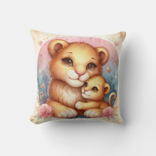 Mama und Baby-Löwe Kissen