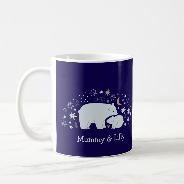 Mama und Baby niedlicher Bären , Personalisierte M Kaffeetasse (Links)