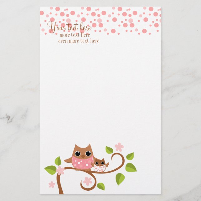 Mama und Baby Owl Briefpapier (Vorderseite)