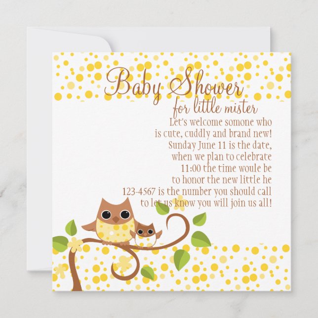 Mama und Baby Owl Einladung (Vorderseite)