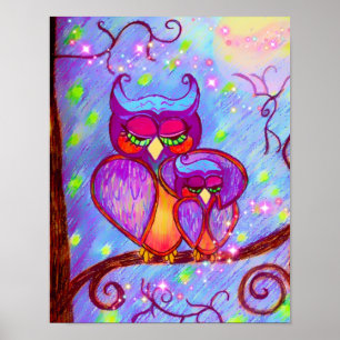 Mama und Baby Owl Poster von Carol Zeock