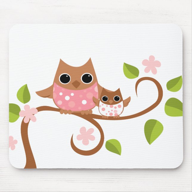 Mama und Baby Owls Mousepad (Vorne)