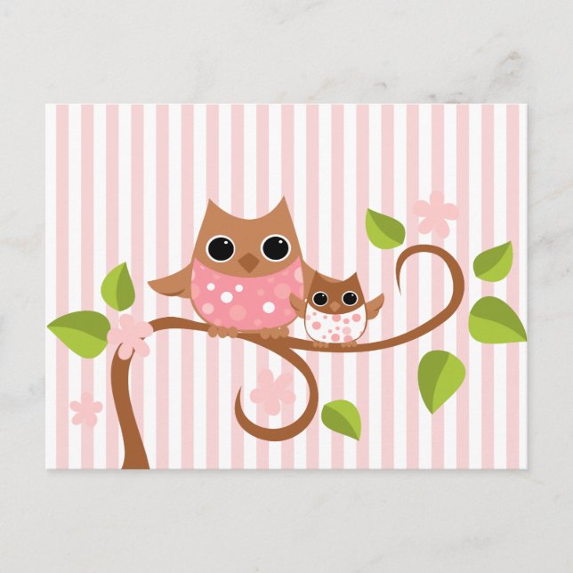 Mama und Baby Owls Postkarte (Vorderseite)