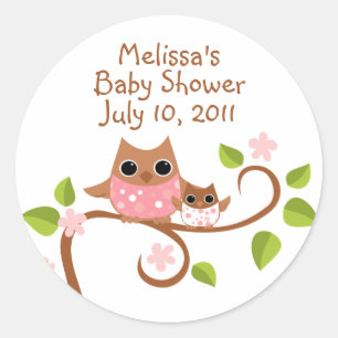Mama und Baby Owls Runder Aufkleber