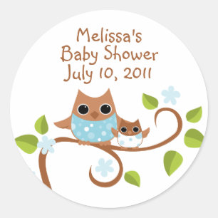 Mama und Baby Owls Runder Aufkleber