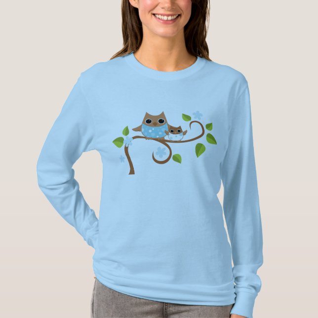 Mama und Baby Owls T-Shirt (Vorderseite)
