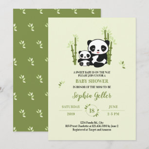 Mama und Baby Panda Bear Baby Dusche Einladung