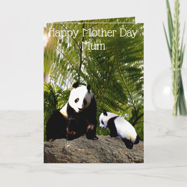 Mama und Baby Panda, Muttertag Karte (Vorderseite)