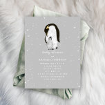 Mama und Baby Penguin Neutral Gray Baby Dusche Einladung<br><div class="desc">Ein Thema für die Babydusche im Winter,  das eine Abbildung eines Mama- und Baby-Pinguins mit Schneeflocken zeigt. Der Hintergrund ist grau. Passen Sie den Text mit den Details Ihrer Veranstaltung an.</div>
