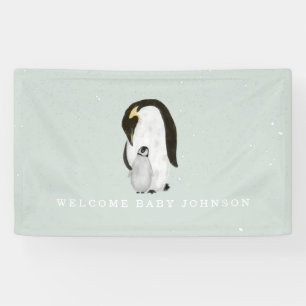 Mama und Baby Penguins Blue Boy Baby Dusche Banner