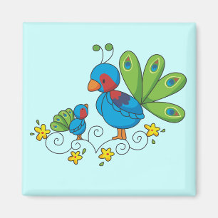 Mama-und Baby-Pfau Magnet