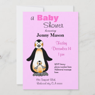 Mama- und Baby-Pinguin, Babyparty Einladung