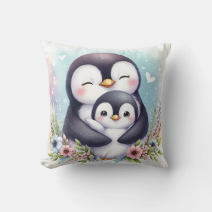 Mama- und Baby-Pinguin Kissen