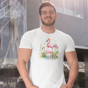 Mama und Baby Pink Flamingo Wasserfarben Tri-Blend Shirt