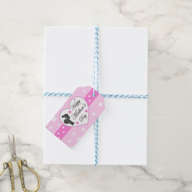 Mama und Baby pink Muttertag Geschenkanhänger (Mit Garn)