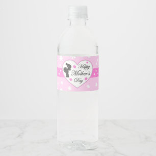 Mama und Baby pink Muttertag Wasserflaschenetikett